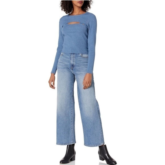 The Drop Women's Nomi Cropped Sweater Top Womens Size Medium Blue - Picture 12 of 12